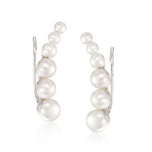 Sterling silver freshwater pearl ear climber/ ear crawler earrings
